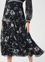 Skye Silk Floral Printed Dress, Navy Multi, hi-res