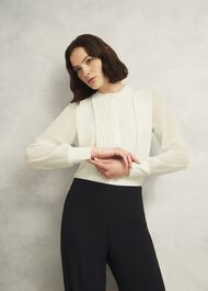 Carina Pleated Top, Ivory, hi-res