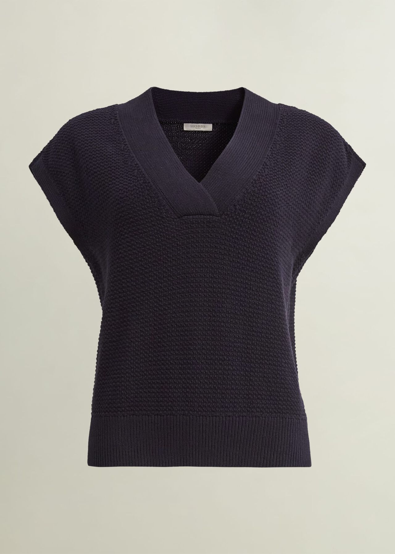 Ariel Cotton Knitted Top, Hobbs Navy, hi-res