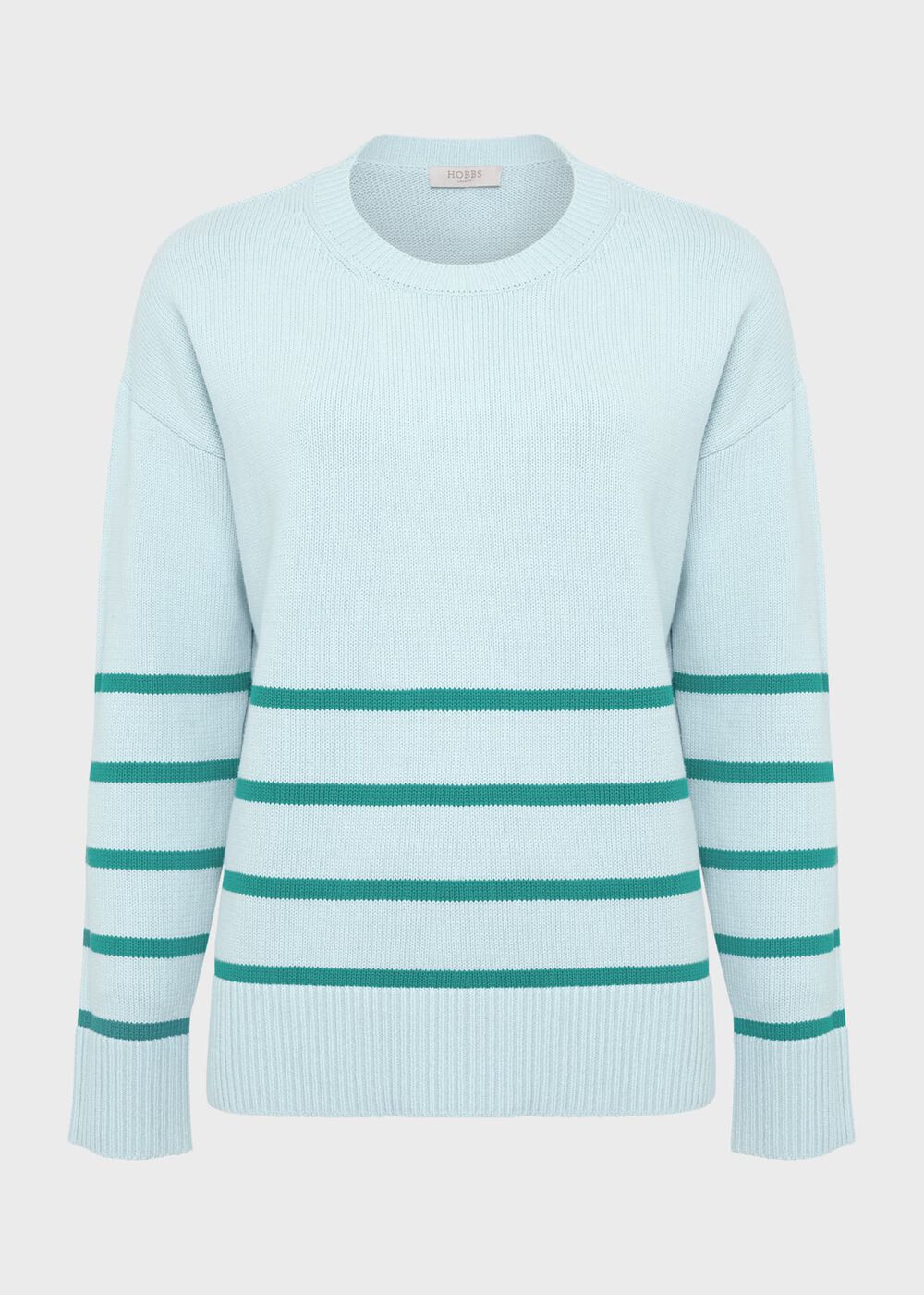 Lilia Cotton Stripe Jumper, Blue Aruba, hi-res