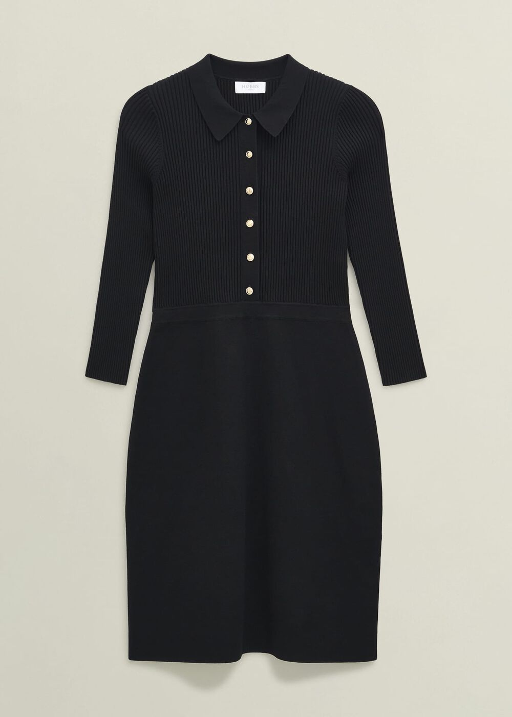 Blanche Knitted Dress, Hobbs Black, hi-res