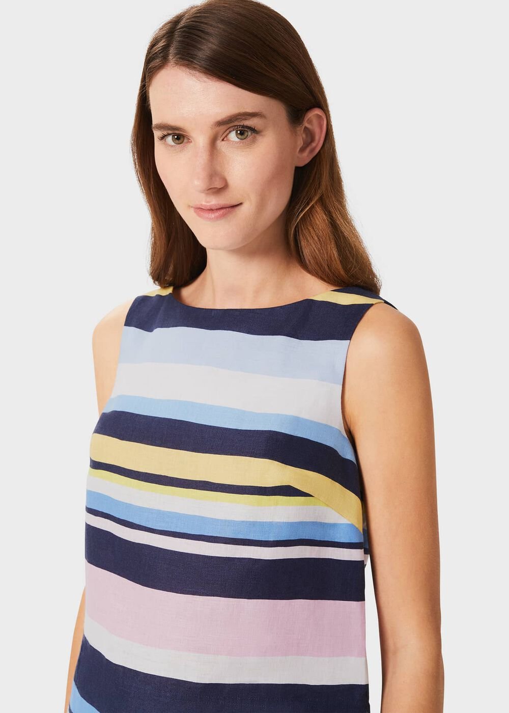 Kinsley Linen Sleeveless Top, Navy Multi, hi-res