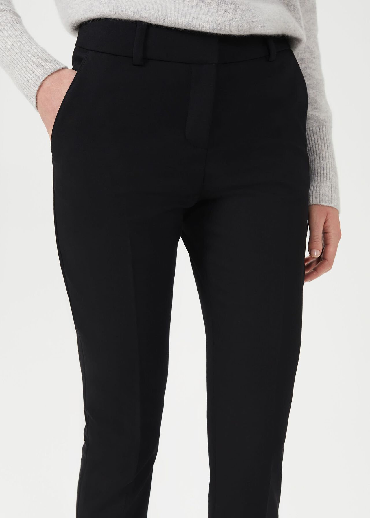 Quin Tapered Trousers With Stretch, Black, hi-res