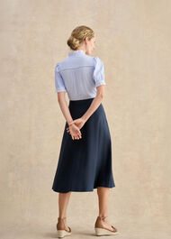 Tonica Linen Skirt, Navy, hi-res
