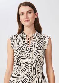 Petite Evangeline Printed Dress, Cream Black, hi-res
