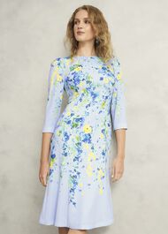 Honour Floral Midi Dress, Pale Blue Multi, hi-res