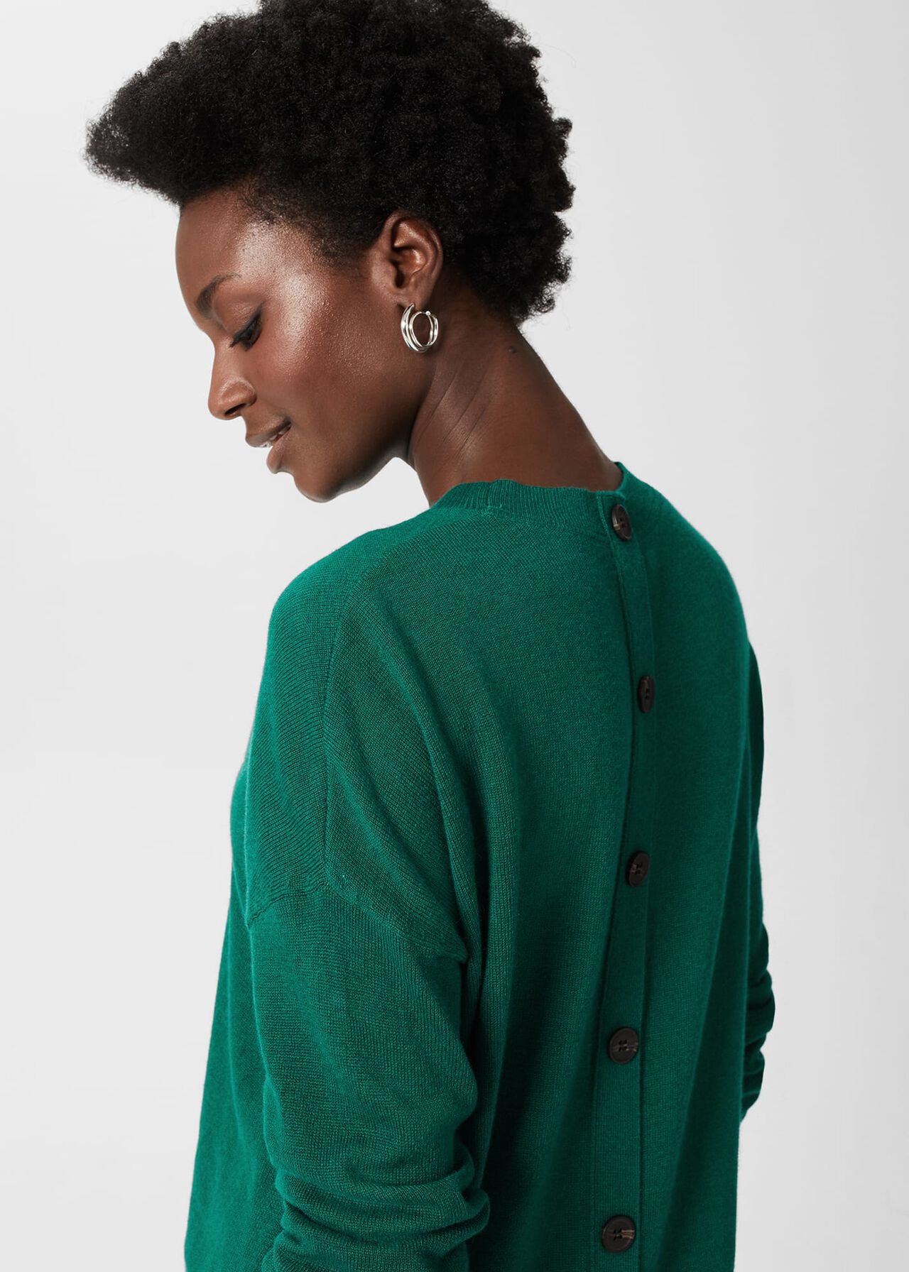 Lydia Button Jumper, Ocean Green, hi-res