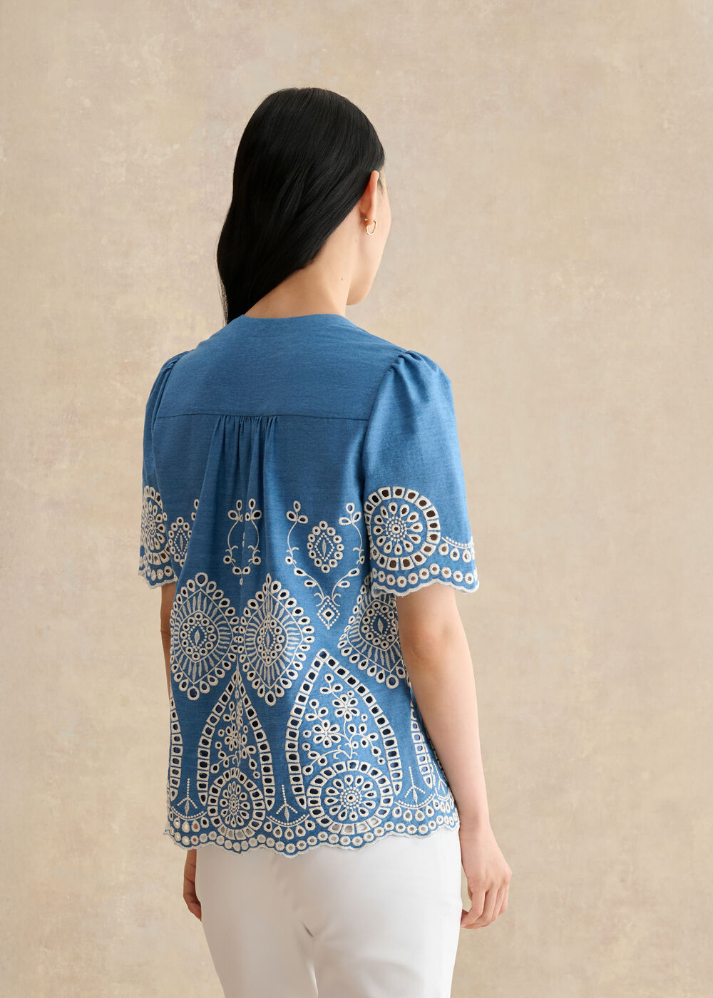 Sloane Blouse, Blue Ivory, hi-res