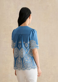 Sloane Blouse, Blue Ivory, hi-res