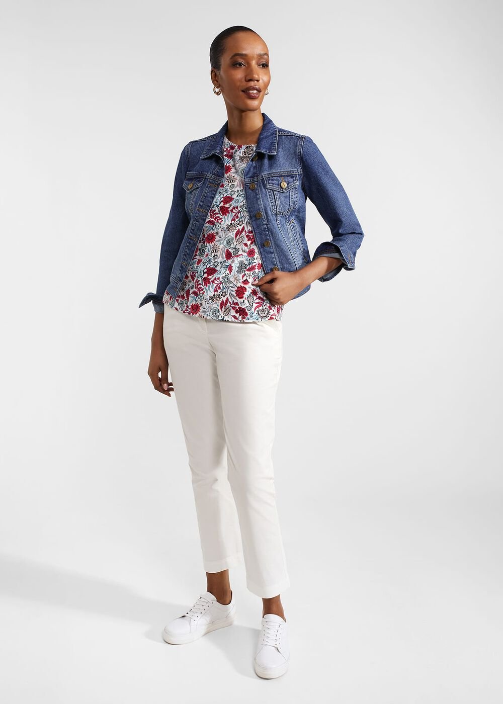 Maddy Cotton Printed Top, Multi Damask, hi-res