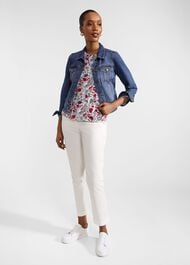 Maddy Cotton Printed Top, Multi Damask, hi-res