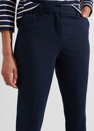 Petite Quin Cotton Blend Trousers, Navy, hi-res