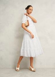 Petite Rosanna Broderie Dress, Hobbs White, hi-res
