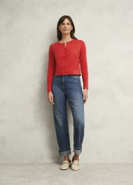 Michelle Cotton Blend Cardigan, Scarlet Red, hi-res