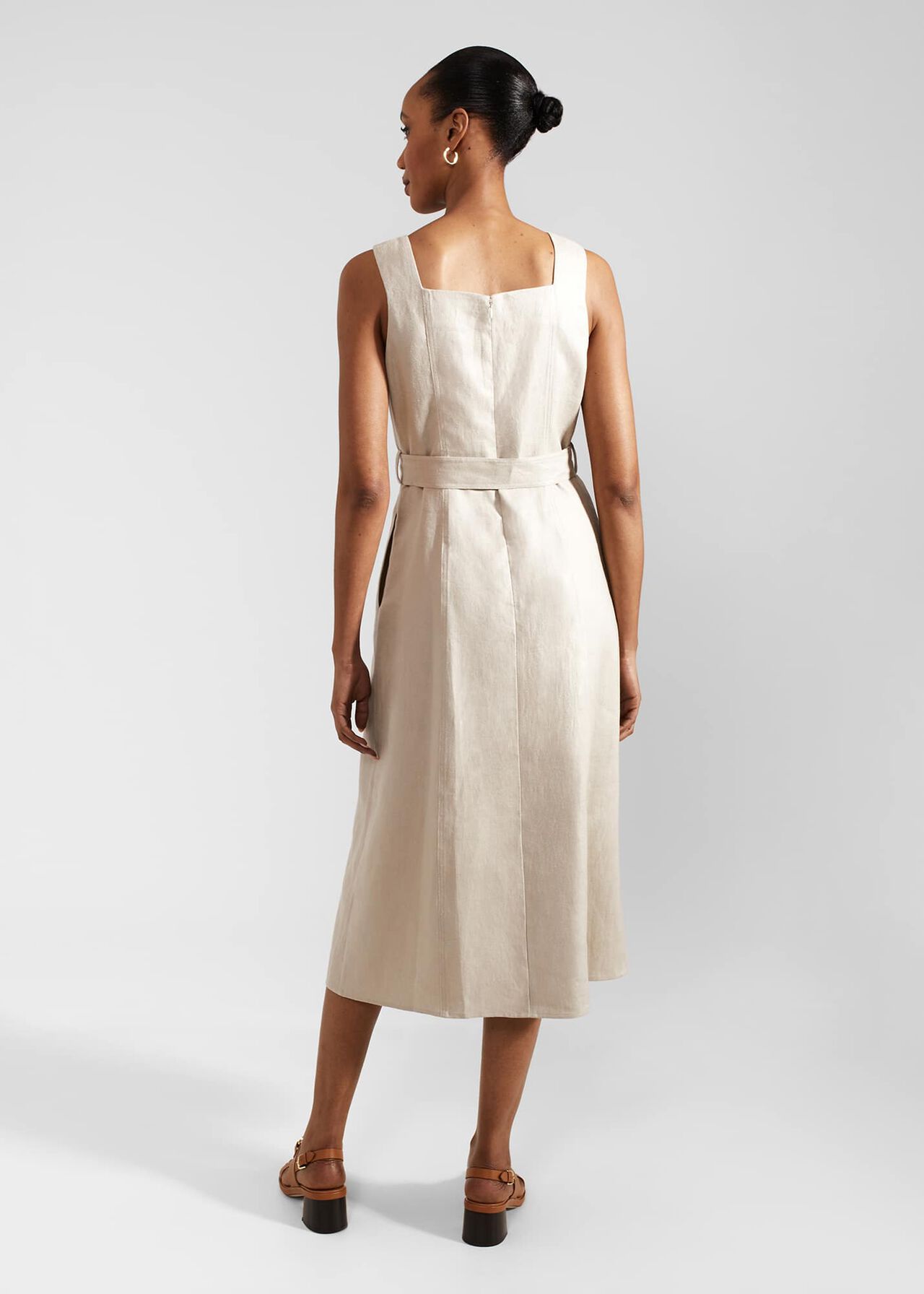 Roberta Linen Dress, Neutral, hi-res