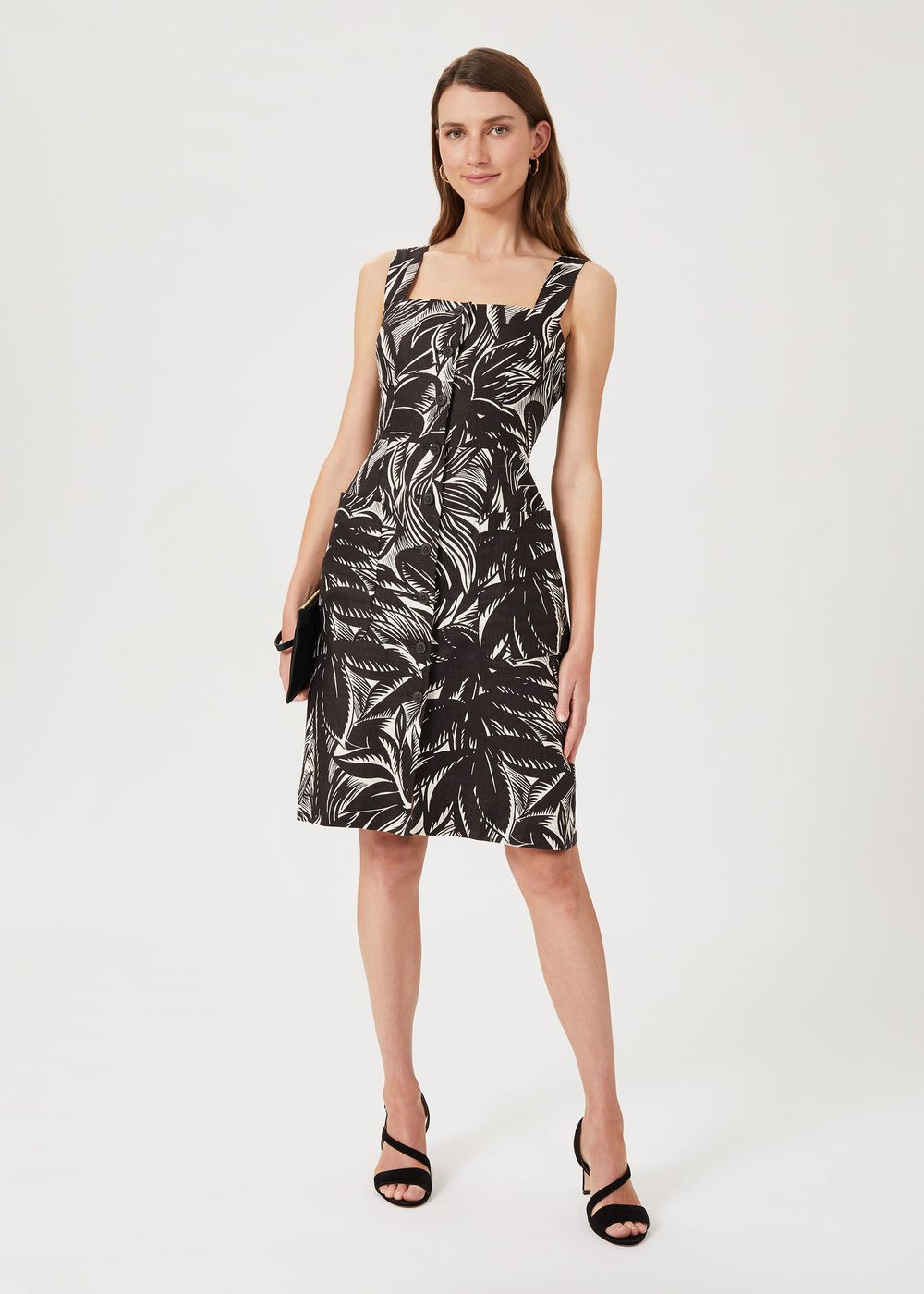 Harley Linen Printed Dress, Bark Ivory, hi-res