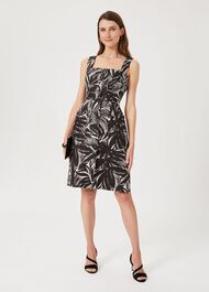 Harley Linen Printed Dress, Bark Ivory, hi-res