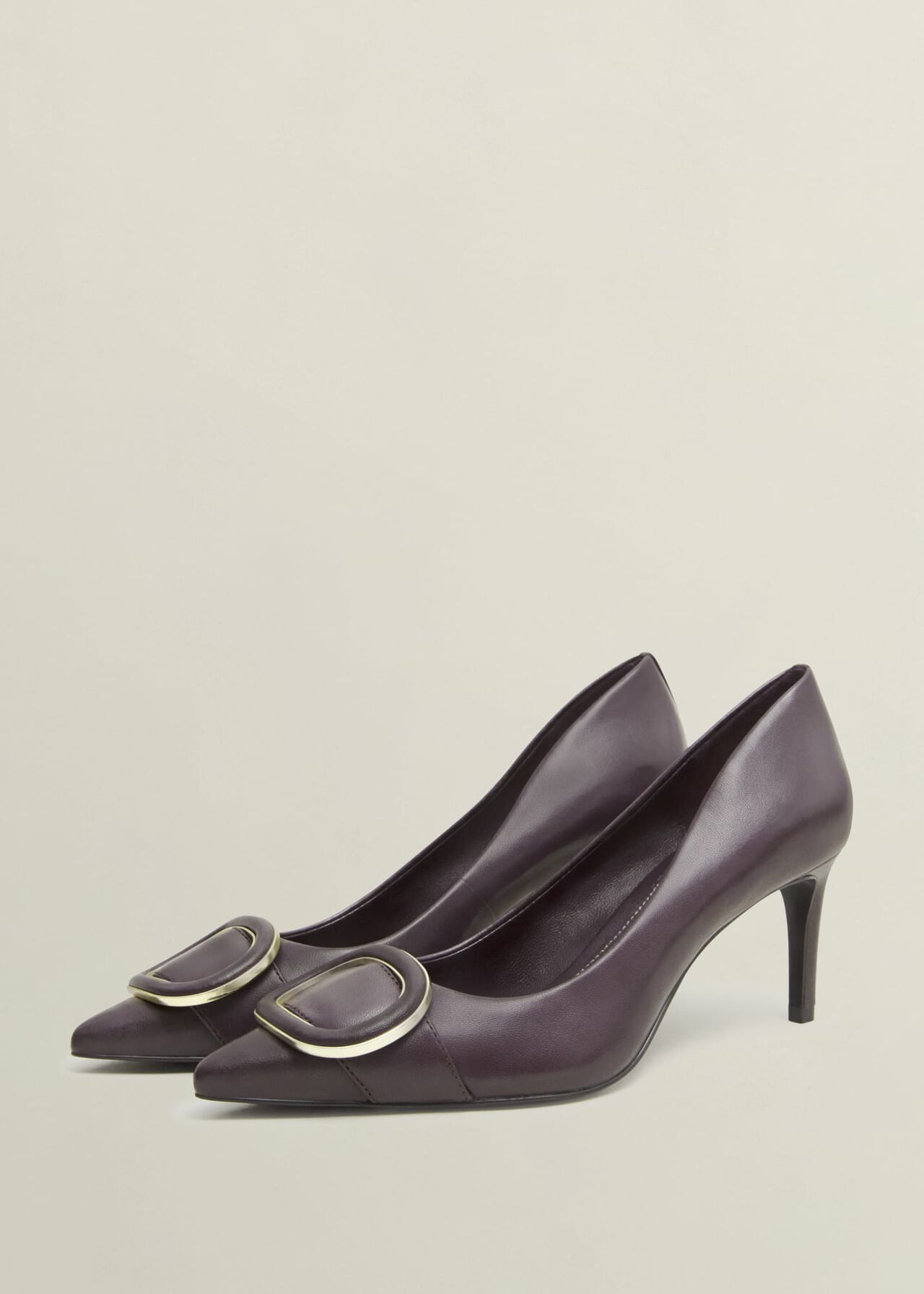 Martie Leather Court Shoes, Malbec Purple, hi-res
