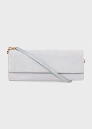 Evesham Suede Clutch Bag, Celeste Blue, hi-res
