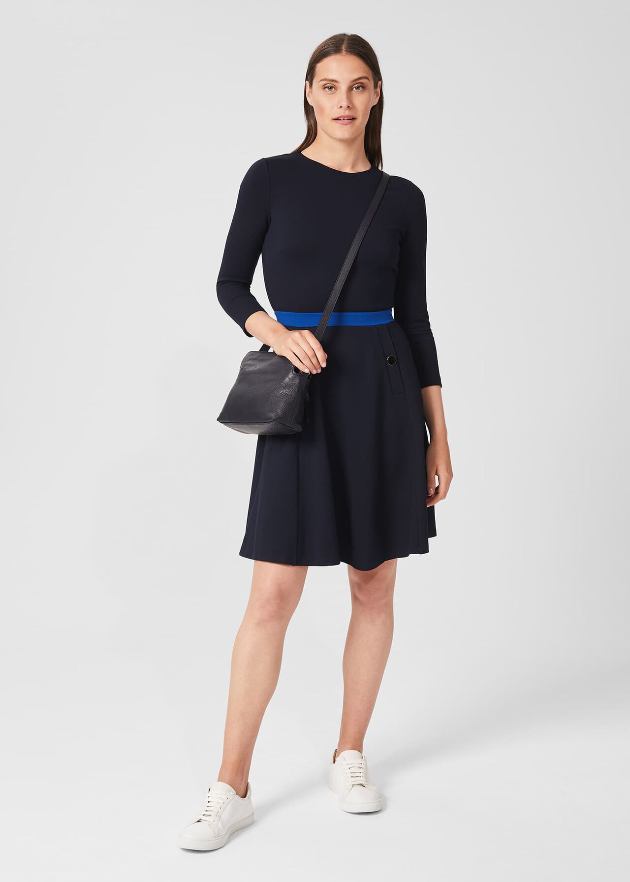 Gina Ponte Jersey Dress, Navy Blue, hi-res