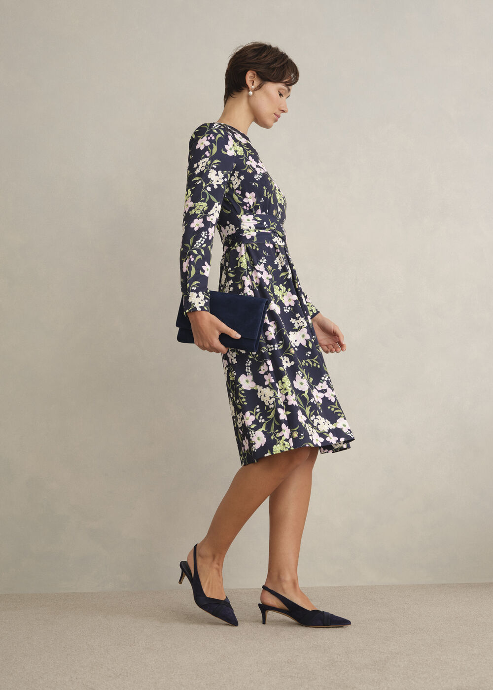 Sabine Floral Tie Dress, Midnight Multi, hi-res
