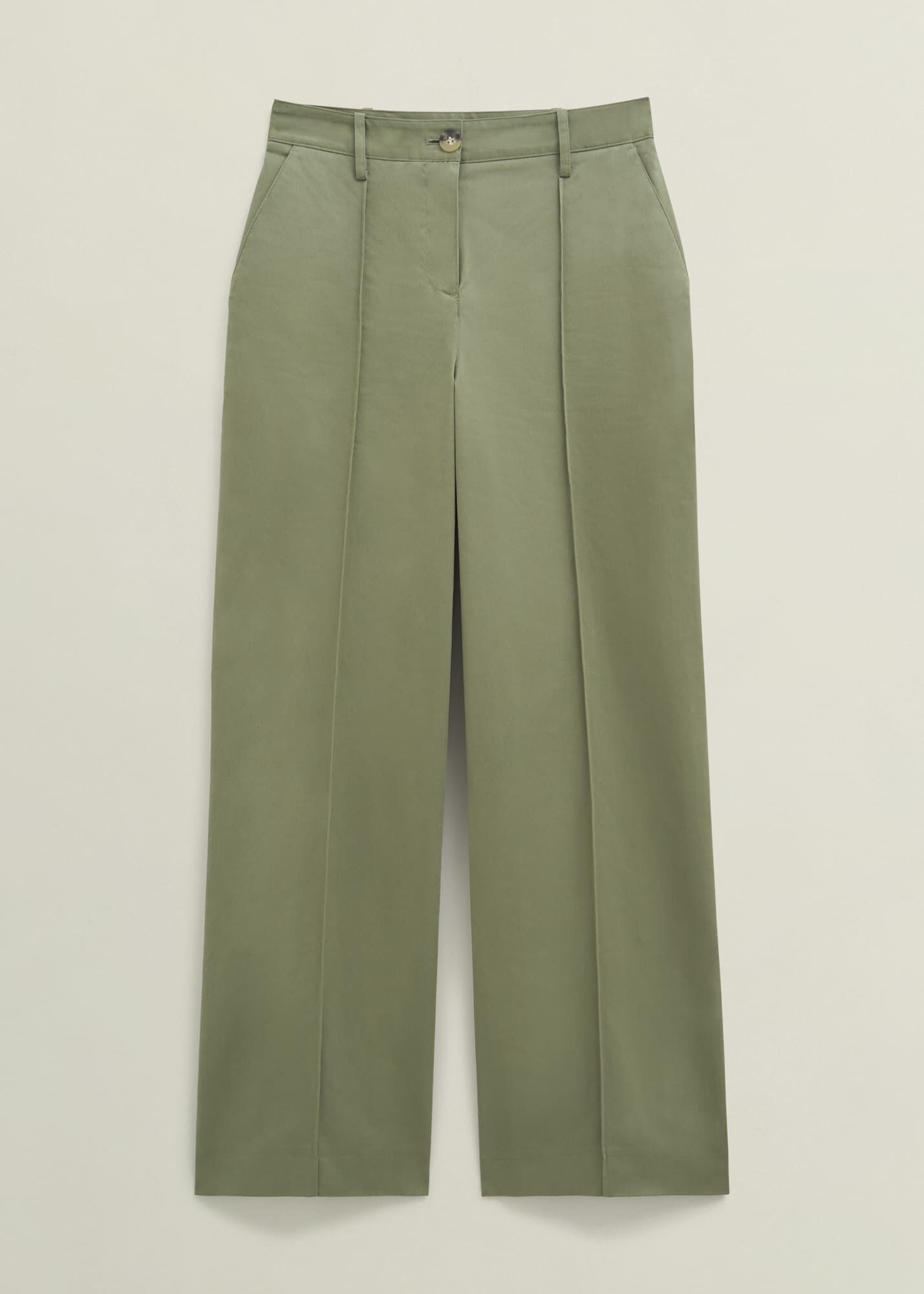 Dark Sage Green Kayley Cotton Pants | Hobbs US |