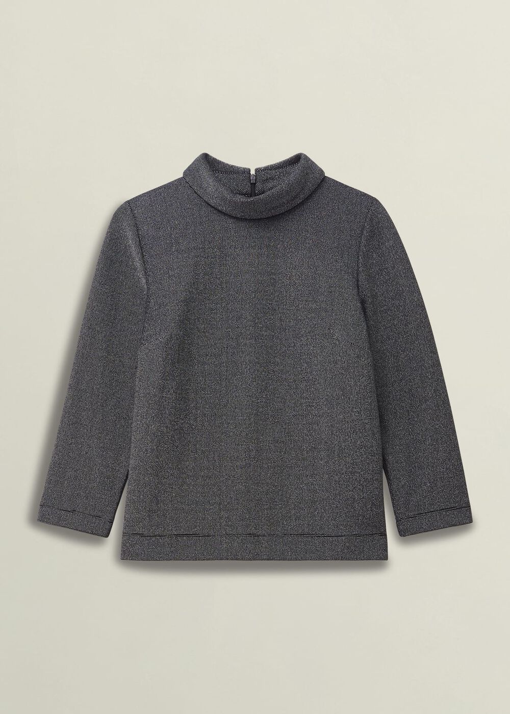 Tali Sparkle 3/4 Sleeve Roll Neck Top, Navy Silver, hi-res