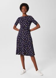 Roisin Jersey Dress, Navy Ivory, hi-res