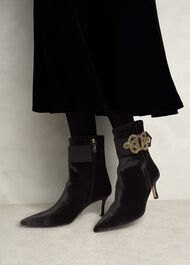 Keston Embellished Velvet Ankle Boots, Black, hi-res