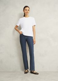 White Lori Cotton Crew Neck Short Sleeve T-Shirt, White, hi-res