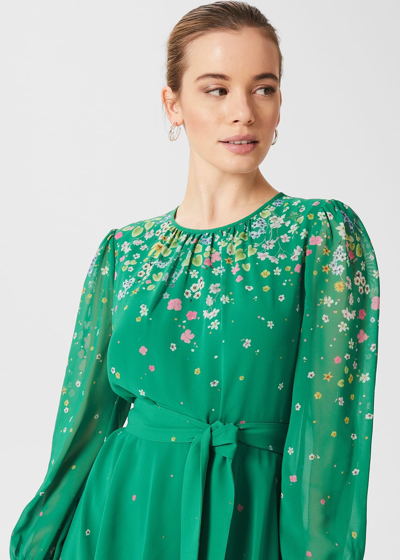 Petite Maria Floral Dress, Green Multi, hi-res