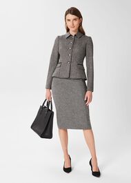 Daniella Wool Skirt, Black White, hi-res