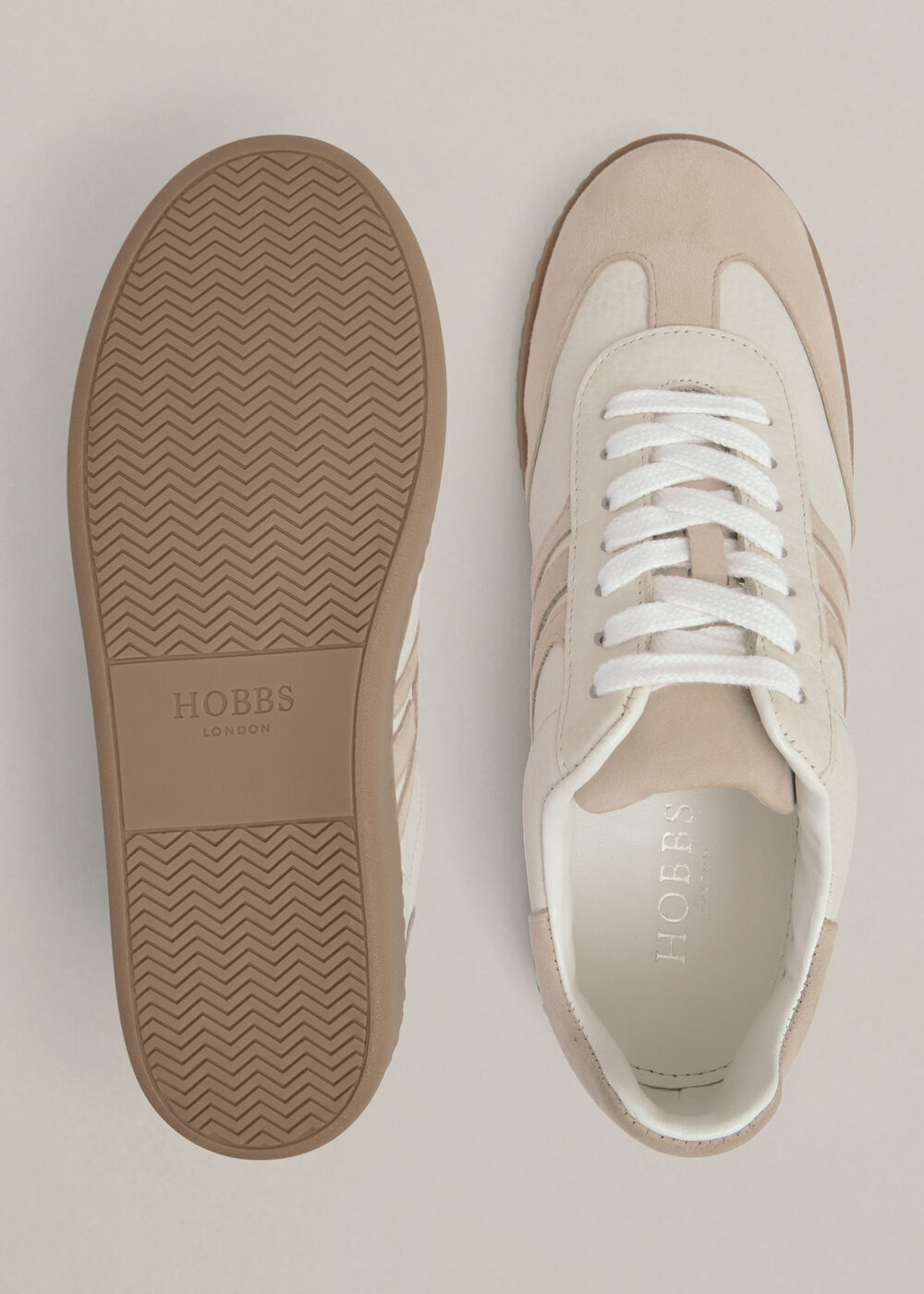 Khloe Leather Trainers, Ivory Beige, hi-res