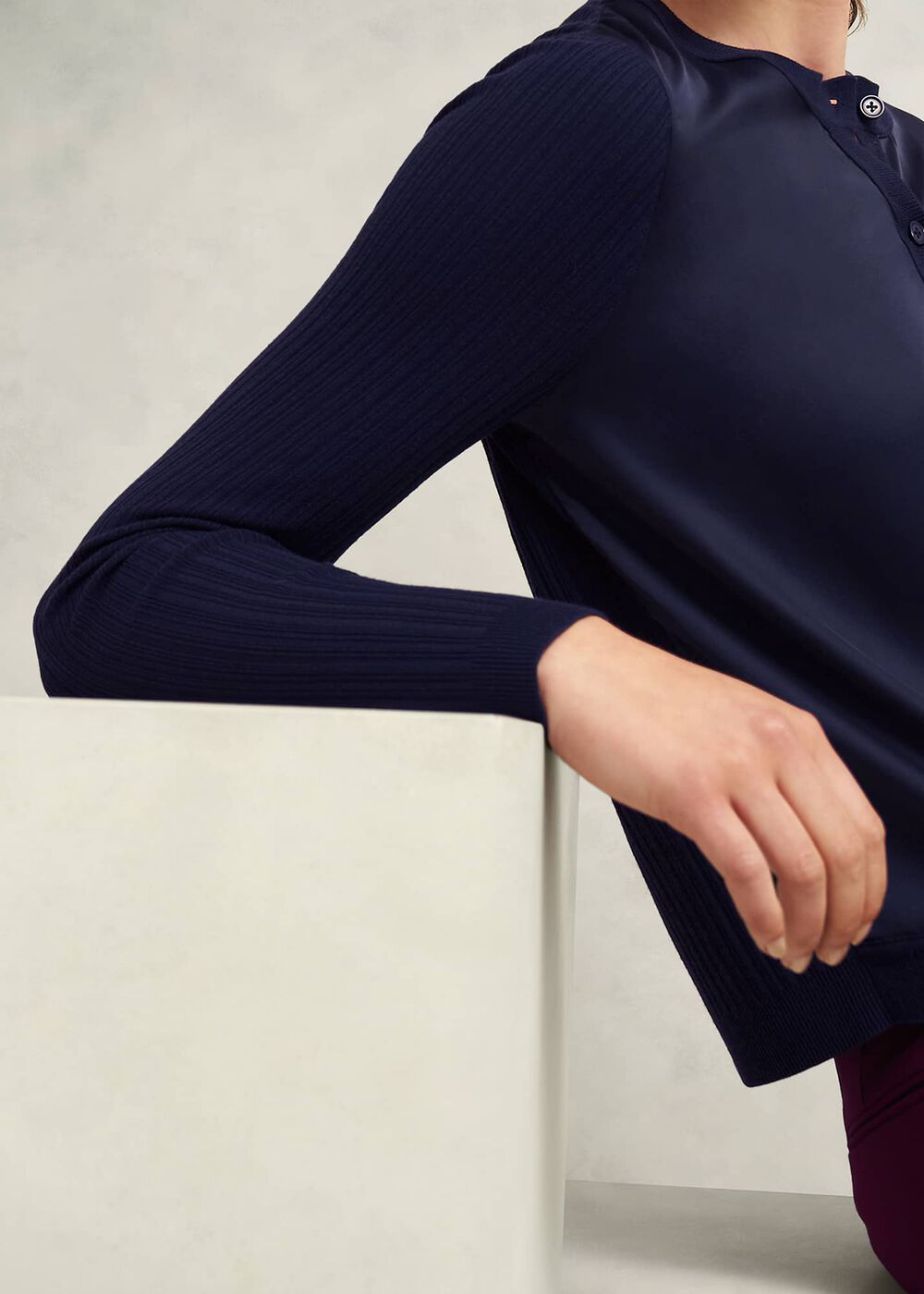Trina Woven Front Cardigan, Hobbs Navy, hi-res