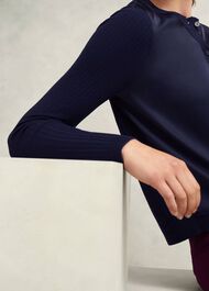 Trina Woven Front Cardigan, Hobbs Navy, hi-res