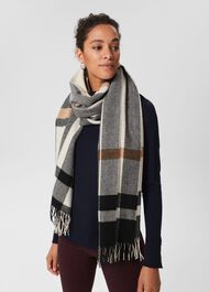 Whetherby Check Scarf, Ivory, hi-res