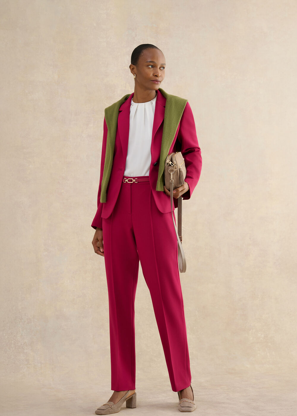 Gemma Straight Leg Trousers , Beetroot Pink, hi-res