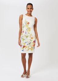 Fiona Cotton Blend Floral Shift Dress, Ivory Multi, hi-res