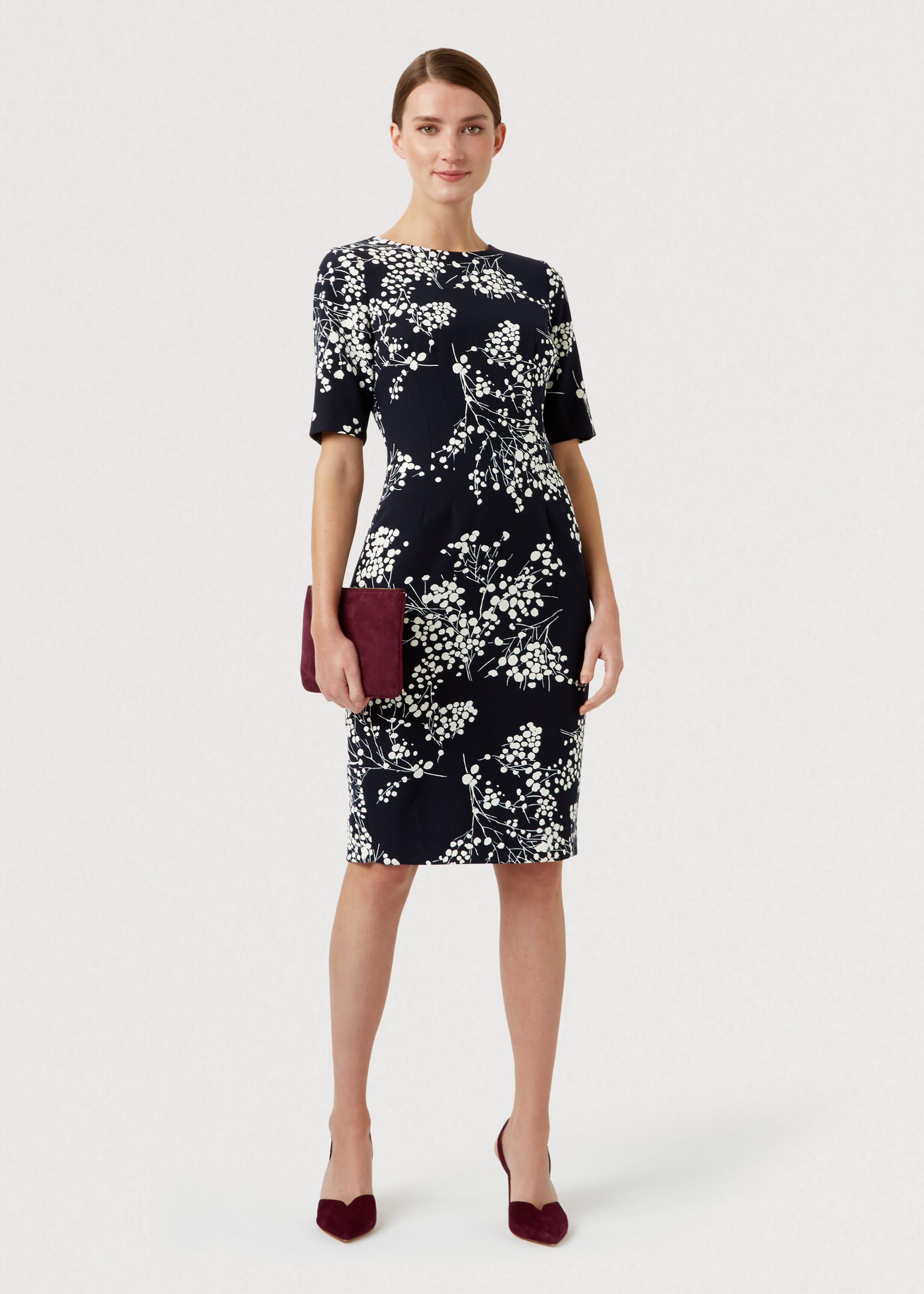 Floral shift dress with outlet sleeves