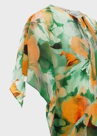 Rosemoor Silk Midi Dress, Green Orange, hi-res