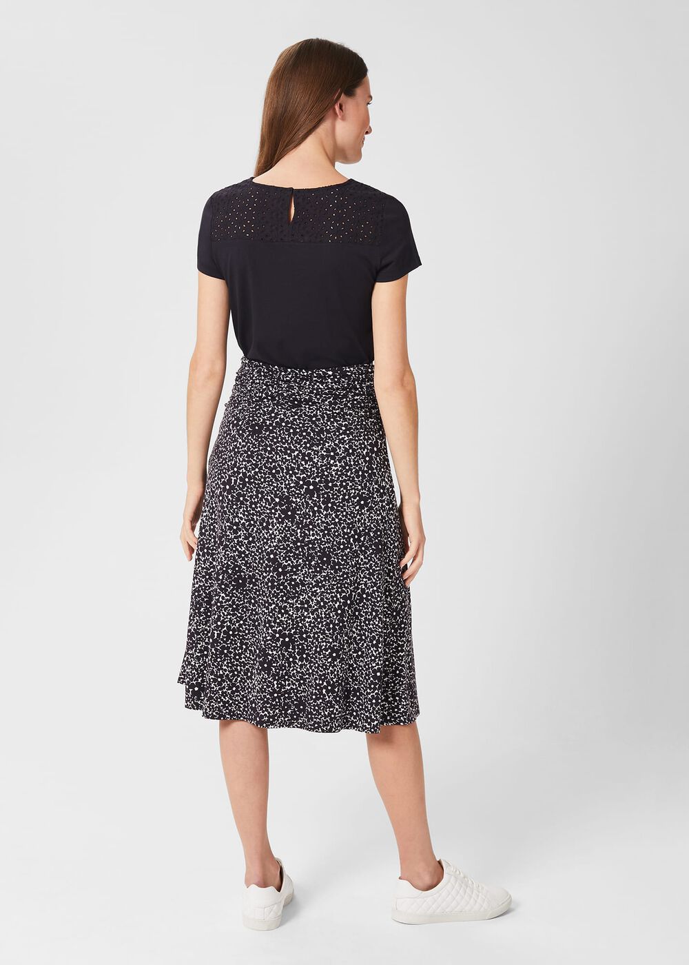 Liza Jersey Skirt, Navy White, hi-res