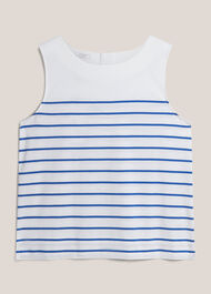Fern Cotton Button Back Striped Top, White Blue, hi-res