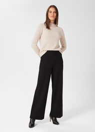 Pippa Jersey Wide Leg Trousers, Black, hi-res