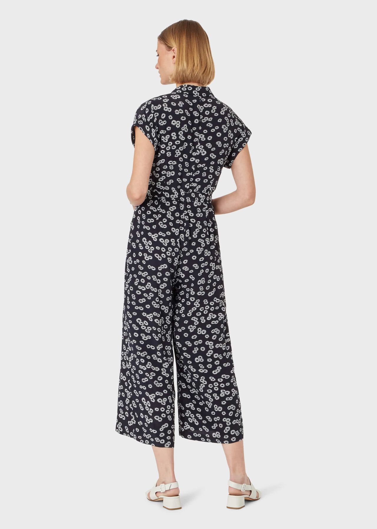 Inez Floral Cropped Jumpsuit, Navy White, hi-res