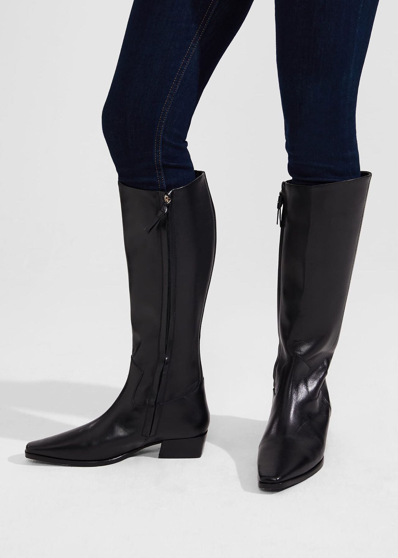 Rosanna Western Knee Boots, Black, hi-res