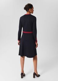 Ada Ponte Dress, Navy Berry Red, hi-res
