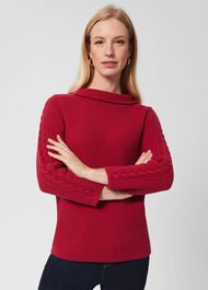 Camilla Cotton Jumper, Cranberry Pink, hi-res