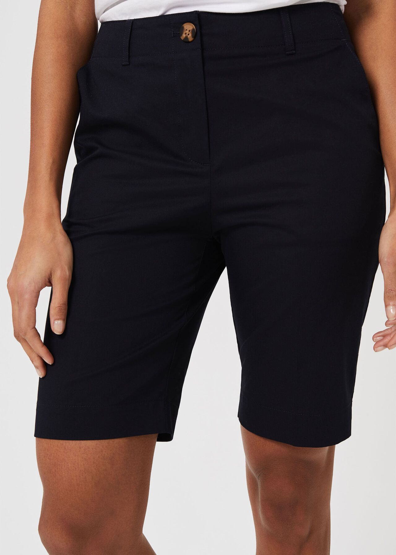 Tulip Cotton Blend Shorts With Stretch, Navy, hi-res