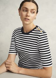 Tamsin Stripe T-Shirt, Ivory Navy, hi-res