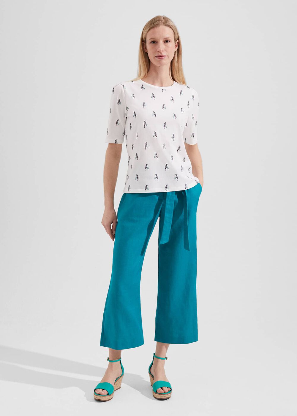 Eva Cotton Printed T-Shirt, White Navy, hi-res